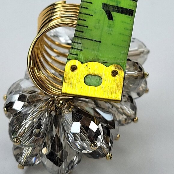 Swaroski Crystal Ring Flamboyant Unique Crystal Bicone Beaded Cluster Ring - Picture 7 of 13